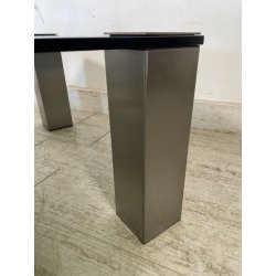 TAVOLINO SALOTTO SALA ACCIAIO VETRO FUME VINTAGE ANNI 70 DESIGN TABLE 74X74 CM