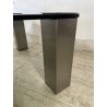 TAVOLINO SALOTTO SALA ACCIAIO VETRO FUME VINTAGE ANNI 70 DESIGN TABLE 74X74 CM