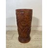 ANTICO VASO PORTAOMBRELLI LEGNO DECORO SCOLPITO EPOCA '900 FOGLIE UVA BASTONI