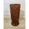 ANTICO VASO PORTAOMBRELLI LEGNO DECORO SCOLPITO EPOCA '900 FOGLIE UVA BASTONI