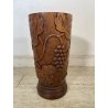 ANTICO VASO PORTAOMBRELLI LEGNO DECORO SCOLPITO EPOCA '900 FOGLIE UVA BASTONI