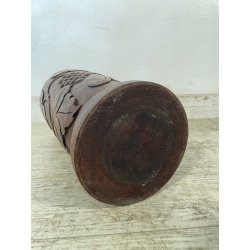 ANTICO VASO PORTAOMBRELLI LEGNO DECORO SCOLPITO EPOCA '900 FOGLIE UVA BASTONI