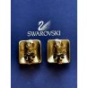 SWAROVSKI ORECCHINI a clip VINTAGE DORATI con STRASS e pietra VERDE SMERALDO