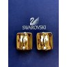 SWAROVSKI ORECCHINI a clip VINTAGE DORATI con STRASS e pietra VERDE SMERALDO