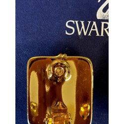 SWAROVSKI ORECCHINI a clip VINTAGE DORATI con STRASS e pietra VERDE SMERALDO