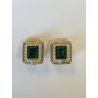 SWAROVSKI ORECCHINI a clip VINTAGE DORATI con STRASS e pietra VERDE SMERALDO