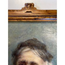 ANTICO DIPINTO olio RITRATTO ANZIANA A. Ruffola (?)  REALISMO CORNICE DECO' 1925
