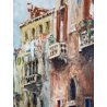 ANTICO DIPINTO olio GUAZZO VEDUTA CANALE VENEZIA B. Olivieri CORNICE GUILLOCHE