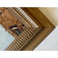 ANTICO DIPINTO olio GUAZZO VEDUTA CANALE VENEZIA B. Olivieri CORNICE GUILLOCHE