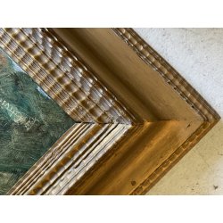 ANTICO DIPINTO olio GUAZZO VEDUTA CANALE VENEZIA B. Olivieri CORNICE GUILLOCHE