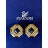 ORECCHINI SWAROVSKI a clip VINTAGE DORATI con STRASS e pietra BLU ZAFFIRO