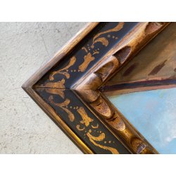 ANTICO DIPINTO Franz Ricciardi PAESAGGIO VEDUTA CANALE Venezia GONDOLA '900