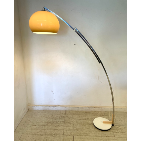 LAMPADA da TERRA ARCO GOFFREDO REGGIANI anni 70 DESIGN Space Age CROMATA fumè