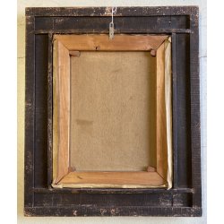 ANTICO DIPINTO OLIO PAESAGGIO MONTANO SCORCIO VICOLO PAESE CASCINE CORNICE '900