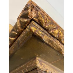 ANTICO DIPINTO OLIO PAESAGGIO MONTANO SCORCIO VICOLO PAESE CASCINE CORNICE '900