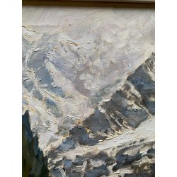 QUADRO DIPINTO OLIO Gianni Alloisi Il Monte Rosa da Macugnaga PAESAGGIO MONTAGNA