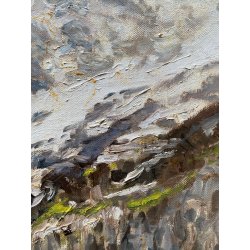 QUADRO DIPINTO OLIO Gianni Alloisi Il Monte Rosa da Macugnaga PAESAGGIO MONTAGNA