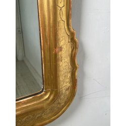 ANTICA SPECCHIERA VASSOIO CORNICE DORATA 1800 SPECCHIO LEGNO FOGLIA ORO DECORO