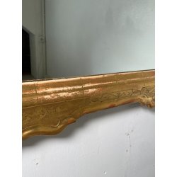 ANTICA SPECCHIERA VASSOIO CORNICE DORATA 1800 SPECCHIO LEGNO FOGLIA ORO DECORO