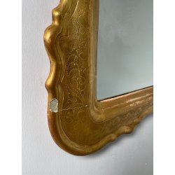 ANTICA SPECCHIERA VASSOIO CORNICE DORATA 1800 SPECCHIO LEGNO FOGLIA ORO DECORO