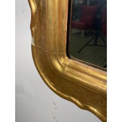ANTICA SPECCHIERA VASSOIO CORNICE DORATA 1800 SPECCHIO LEGNO FOGLIA ORO DECORO