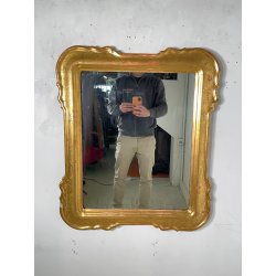 ANTICA SPECCHIERA VASSOIO CORNICE DORATA 1800 SPECCHIO LEGNO FOGLIA ORO DECORO