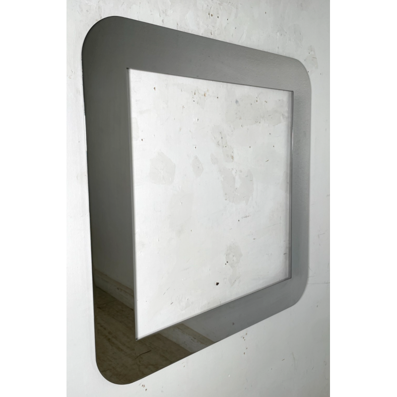 CORNICE VINTAGE METALLO CROMATO ANNI 70 DESIGN 80 X 80 CM SPECCHIO QUADRO STAMPA