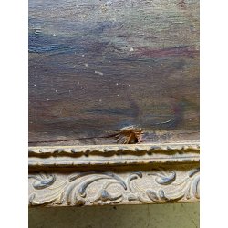 ANTICO DIPINTO olio Aprea Giuseppe SCENA MADRE BAMBINI GIOCHI MARE SPIAGGIA '900