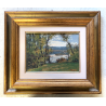 QUADRO DIPINTO OLIO Artino Giroldi PAESAGGIO LACUSTRE SELVA LAGO MAGGIORE '900