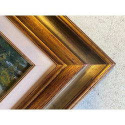 QUADRO DIPINTO OLIO Artino Giroldi PAESAGGIO LACUSTRE SELVA LAGO MAGGIORE '900