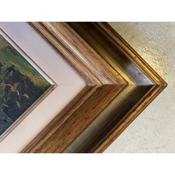 QUADRO DIPINTO OLIO Artino Giroldi PAESAGGIO LACUSTRE SELVA LAGO MAGGIORE '900