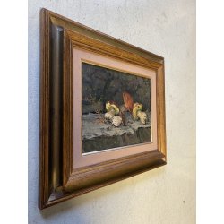 QUADRO DIPINTO OLIO TELA  Artino Giroldi NATURA MORTA FUNGHI PORCINI '900