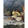 QUADRO DIPINTO OLIO TELA  Artino Giroldi NATURA MORTA FUNGHI PORCINI '900