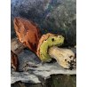 QUADRO DIPINTO OLIO TELA  Artino Giroldi NATURA MORTA FUNGHI PORCINI '900
