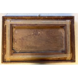 ANTICO DIPINTO OLIO TELA FIRMATO A. Martignoni PAESAGGIO LACUSTRE MONTAGNE '900