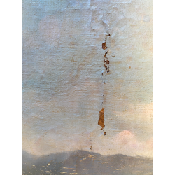 ANTICO DIPINTO OLIO TELA FIRMATO A. Martignoni PAESAGGIO LACUSTRE MONTAGNE '900