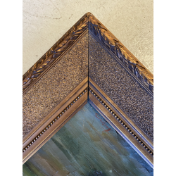 ANTICO DIPINTO OLIO TELA FIRMATO A. Martignoni PAESAGGIO LACUSTRE MONTAGNE '900