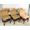 6 SEDIE VINTAGE CHELSEA VITTORIO INTROINI SAPORITI ANNI 60 LEGNO STOFFA BEIGE