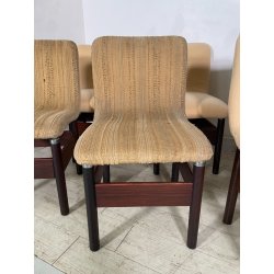 6 SEDIE VINTAGE CHELSEA VITTORIO INTROINI SAPORITI ANNI 60 LEGNO STOFFA BEIGE