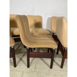 6 SEDIE VINTAGE CHELSEA VITTORIO INTROINI SAPORITI ANNI 60 LEGNO STOFFA BEIGE