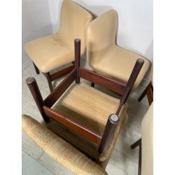 6 SEDIE VINTAGE CHELSEA VITTORIO INTROINI SAPORITI ANNI 60 LEGNO STOFFA BEIGE