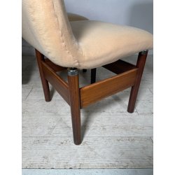 6 SEDIE VINTAGE CHELSEA VITTORIO INTROINI SAPORITI ANNI 60 LEGNO STOFFA BEIGE