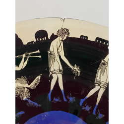 RARO SET 6 COPPE VETRO MURANO Vedar Milano DECORO NEOCLASSICO ANNI '30 ø12,5cm