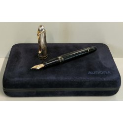 PENNA STILOGRAFICA Aurora 88 BIG Silver Cap 925 FOUNTAIN PEN Nib M oro 14k BOX