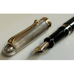 PENNA STILOGRAFICA Aurora 88 BIG Silver Cap 925 FOUNTAIN PEN Nib M oro 14k BOX