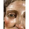 ANTICA SCULTURA LEGNO POLICROMO SANTO SACERDOTE MANCANZE XVIII/XVII sec 85cm/h
