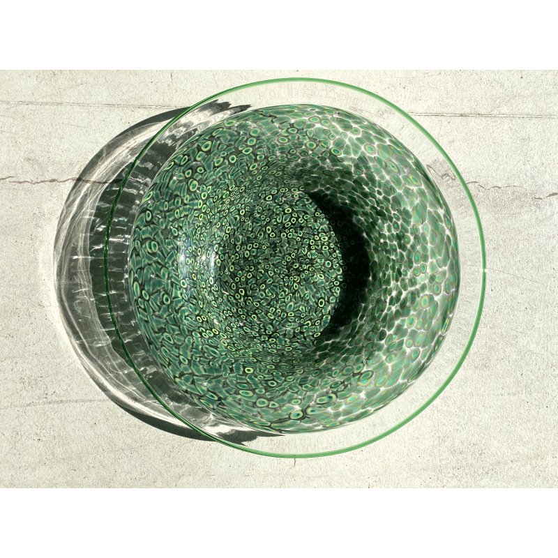 VASO VETRO MURANO Vistosi DESIGN Gae Aulenti SERIE Neverrino MURRINE VERDE '70