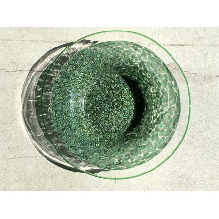 VASO VETRO MURANO Vistosi DESIGN Gae Aulenti SERIE Neverrino MURRINE VERDE '70