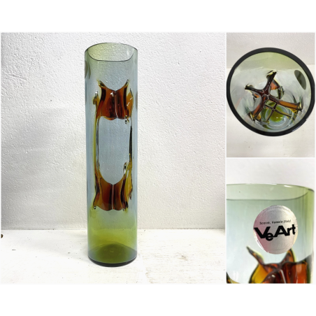 VASO VETRO MURANO DESIGN Toni Zuccheri PER VeArt "Talea" SERIE MEMBRANE  '70s