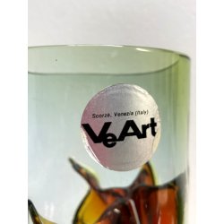 VASO VETRO MURANO DESIGN Toni Zuccheri PER VeArt "Talea" SERIE MEMBRANE  '70s